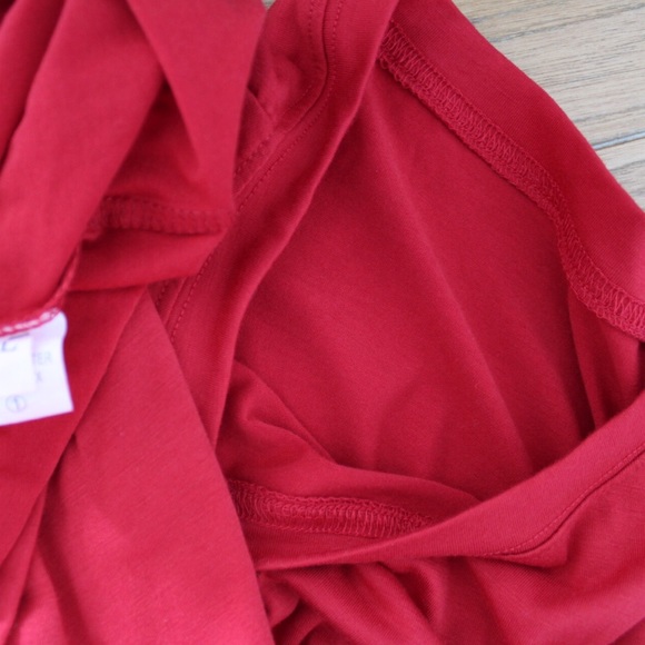 Red Cinched Waist T Shirt Dress Large Preowned - Picture 4 of 8